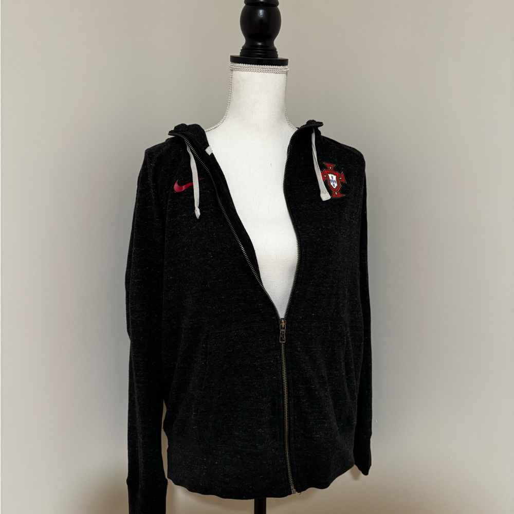 Nike Zip-Up Hoodie – Dark Gray – Portugal Crest